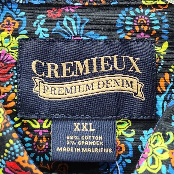 CREMIEUX Premium Mens XXL Black Paisley Long Sleeve Button Down Shirt Stretch - Picture 3 of 5